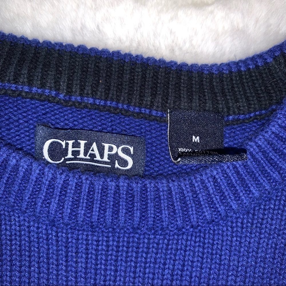Chaps Royal Blue Cotton Sweater, sz M - Picture 4 of 8